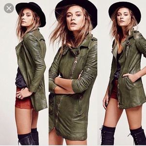 DOMA Free People Leather Trench Moto Jacket